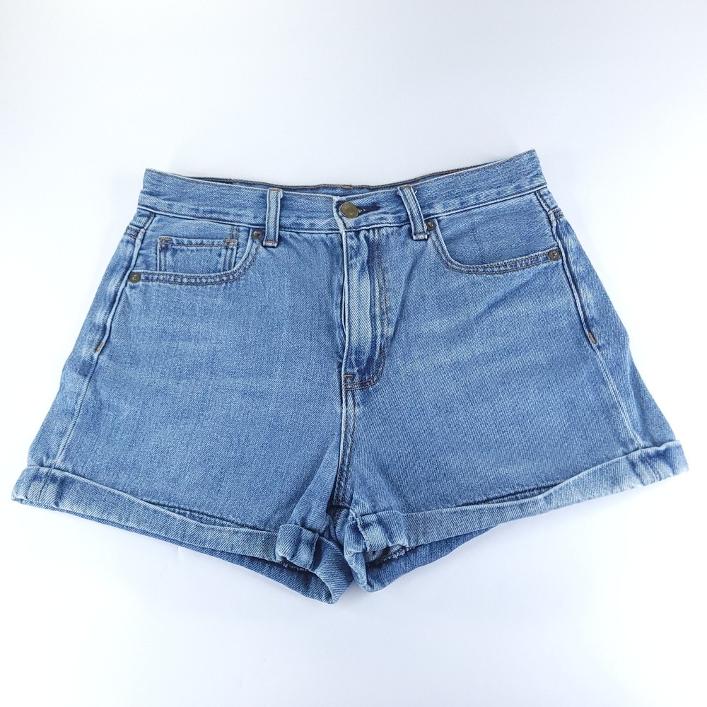 American Eagle Mom Jean Shorts Womens 4 (28 x 3) Blue Med Wash High Rise Cuffed